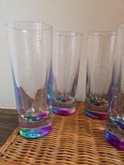 Set of 4 Acrlylic Clear Highball Glasses with Vibrant Rainbow