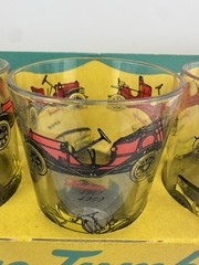 Rare Jeanette Antique Car Tumbler Set In Org. Adv.display 4 Glasses FREE SHIP