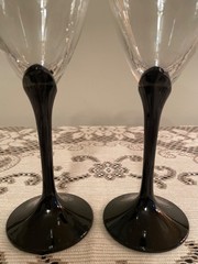 Vintage, Crystal, Alexandra Black Tulip, Champagne Flutes by Mikasa Set of 2