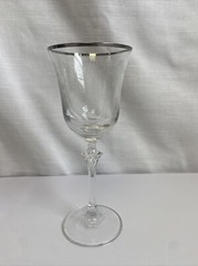 VTG Spiegelau Crystal Water/Wine Goblet Scroll & Platinum Band & Crown Mark 7.5”