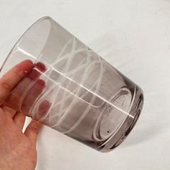 Lot of 6 Pier 1 Old Fashion Lowball Cocktail Glasses Etched smokey grey stemless