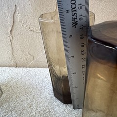 3 Vintage Libbey Facets Brown Octagonal Highball Drinking Glasses – 12-ounces