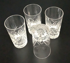 Antique Cut Glass tumblers or juice glasses, SET of 4, American Brilliant Era