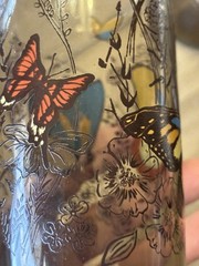 6 Libbey Tawny Garden Party Tumbler Butterfly Vntg Monarch glasses 1970’s Read
