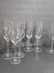 Crystal Champaign Mix Glasses Set Of 7 Princess Cruise 3 Twisted 2 & Diamond 2