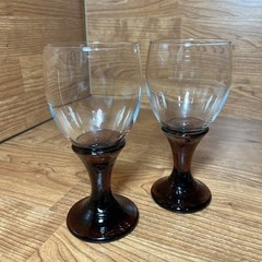 2 Fire And Light Plum Wine / Water Goblets. 7″ Recycled Glass Signed