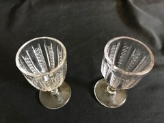 ANTIQUE KOKOMO GLASS EAPG STARS & STRIPES (#209) 2 SHERRY CORDIALS C1889-1905
