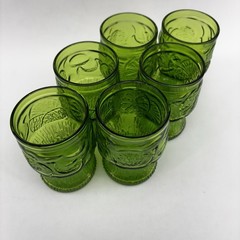 Fidenza Itraria Green Embossed Italy Rocks Glasses Citrus Juice Tumbler MCM