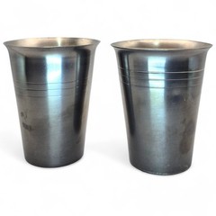 VTG German Pewter Cups Set Of 2 W+F Braucks Feinzinn 4″ Beaker Tumblers Barware