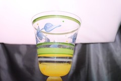 Gibson Glassware 2 Wine Water Glass Goblets BERNINI Hand Painted Blue Yellow
