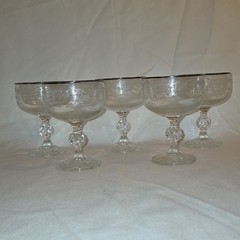 Set of 5 Silver Lace Platinum 5″ Champagnes Glasses by Import Assoc