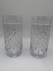 (Set of 2) Ralph Lauren Crystal Aston Highball Glass Tumblers Vertical Cut Rim