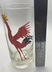 VTG Federal Glass Rooster Design Glass Tumbler Clear Red Yellow Decorated