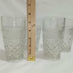 Set 4 VINTAGE WEXFORD WATER ICE TEA GLASSES DIAMOND CUBIST PATTERN
