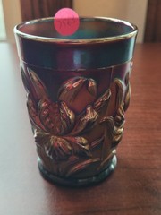 Nice Purple Dugan Carnival Glass Heavy Iris Pattern Tumbler