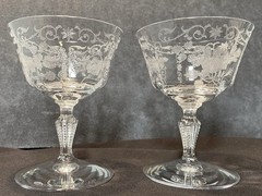 FREE SHIPPING Vintage 2 Fostoria Midnight Rose Crystal Sherbet Champagne Glasses