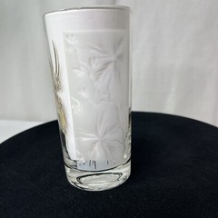 Libbey Frosted Gold Plam Trees Set of 3 Highball Iced Tea Glass Tumblers VTG