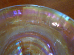 VINTAGE Art Deco 30s 40s ELEGANT IRIDESCENT RIBBED WINE GLASS CRYSTAL STEMS (4)