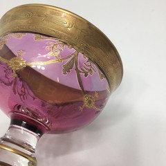 INTERGLASS MEDICI CRISTALLERIE ITALY Pink 24K Gold Gild Champagne Sherbet