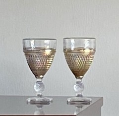 Vintage Goblets, Set Of Two. Gold Encrusted Diamond Point.