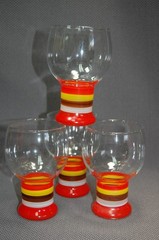 Vintage Rainbow Federal Glass 4PC Water Goblets