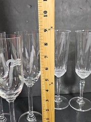 Crystal Champaign Mix Glasses Set Of 7 Princess Cruise 3 Twisted 2 & Diamond 2