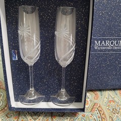 Marquis Waterford Crystal Y2K Millennium Celebration Toasting Flutes 2000 Glass