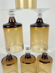 Sasaki Regency Amber Stemmed Juice Glasses Set of 6 Vintage MCM Goblets 4.75”