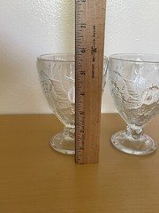 Vintage Pasabalce Art Of Glass Water Wine Goblet Raised Fruit Motif Lot Of 2