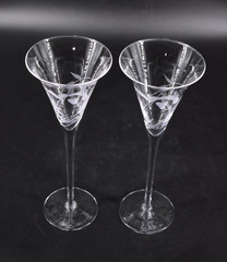 Marquis by Waterford YOURS TRULY Etched Crystal (2)Champagne Flutes w/Box 11.25″
