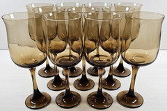 11 Libbey Connoisseur Tawny Water Goblets Set Vintage Elegant Stemware Retro Lot