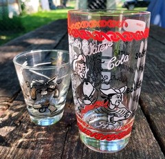 Novelty Mid Century Modern Bar Glass w/Double Shot Glass