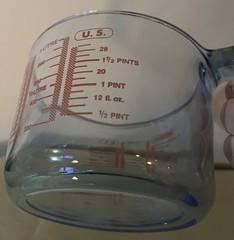 Vtg. Royal Doulton Cobalt Blue Tint Liter Glass Measuring Cup Imperial Metric US