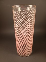 MCM Libbey Pink Swirl Drizzle Spaghetti Pattern Tumblers Iced Tea Tall Cocktail