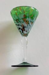 Venetian Crystal Murano Italy Cordial Glasses Green Set of 5