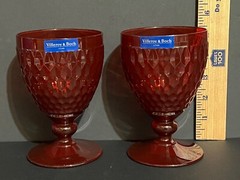 2 Villeroy & Boch Boston Red Water Goblets- Germany- New with tags