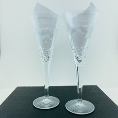 Waterford Crystal Champagne Flutes The Millennium Collection PEACE Dove Pair