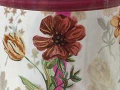 Clementine Paper Inc. 20oz Glass Tumble Gold Accented Floral Bamboo Lid & Straw