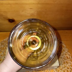 Vintage Amber Glass Footed Water Goblet Beer Beer Glass 6 Inch