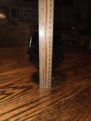 Hand Blown Heavy Mexican Blue Spotted Glass Brandy Snifter 5 & 1/2″ Tall 24 Oz