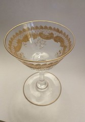ST LOUIS CRYSTAL STL22 Early Gold Rim Wine Claret Cocktail Glass Scroll