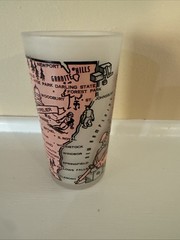 Vintage Vermont Souvenir Frosted Map Glass Tumbler 5.5” Mid-Century