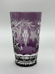 Ajka Marsala Highball Tumbler Glass Amethyst Cut to Clear 5-14″