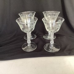 Set of (4) Libby Rock Sharpe Liqueur Cordial GLASS Stem 3006 5 1/2″ TALL