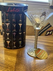 Lolita Martini Collection 7oz “Girl’s Best Friend” hand-painted Martini Glass