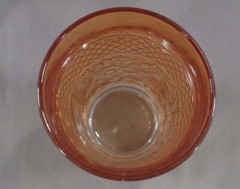 Vintage Marigold Carnival Glass Tumbler Dugan Diamond Lattice and Daisy Pattern