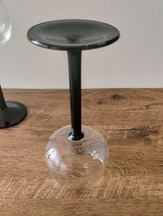 Vintage Luminarc Domino Wine Glasses: MCM Black 5 oz Stemmed Goblets Set of 4