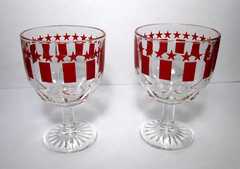 4 Bartlett & Collins Goblets 16 oz Red Stars & Stripes 6″ Beer Mugs