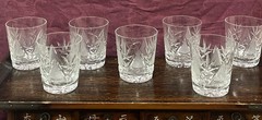 American Brilliant Period ABP Cut Glass Tumblers 3 7/8″Set Of 7