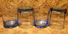 4 Anchor Hocking Glass REFLECTIONS 10 panel blue Lowball On-The-Rocks-10oz.
